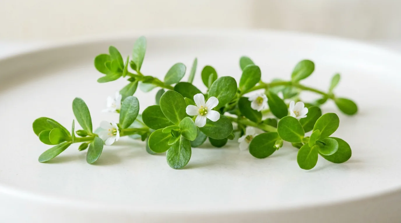 Bacopa Monnieri plantă verde cu flori albe — extract brahmi pentru memorie și concentrare