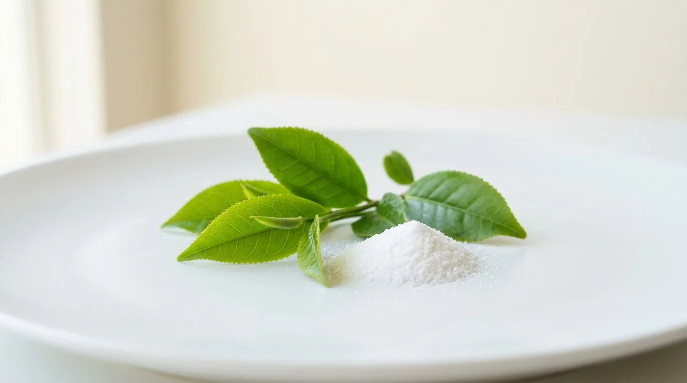 Frunze ceai verde Camellia sinensis — sursă L-Teanină aminoacid pentru focus calm fără anxietate