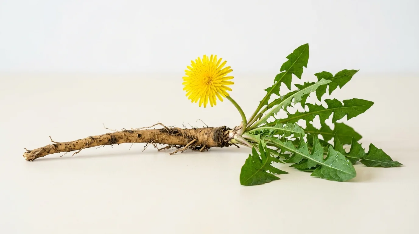 Păpădie Taraxacum officinale plantă cu floare galbenă și rădăcină — extract pentru ficat și rinichi