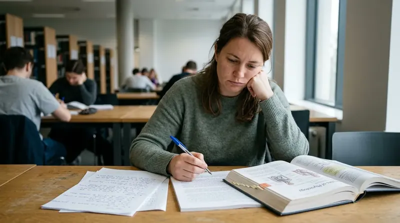 Concentrare și memorie cu Bacopa Monnieri — student care studiază