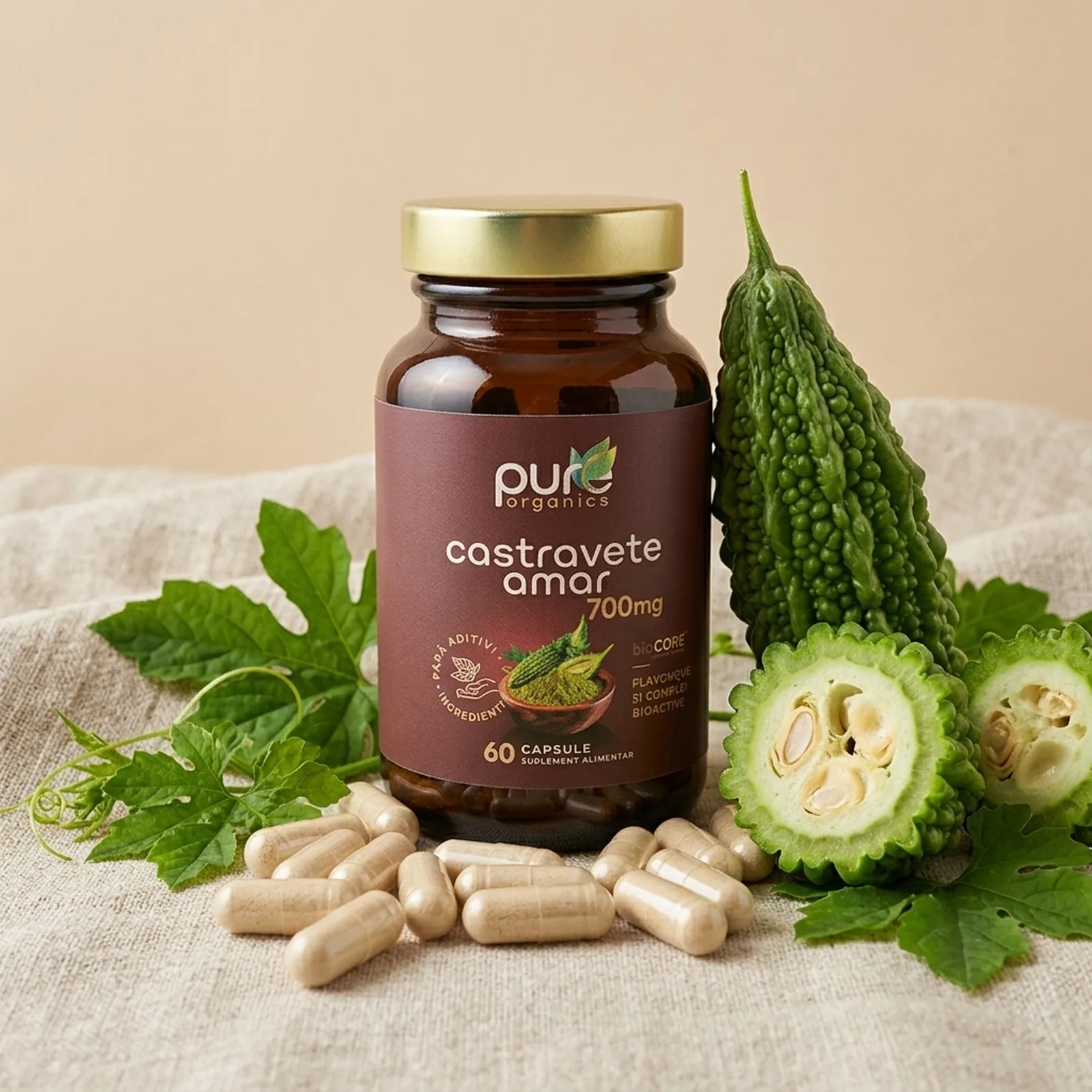 Extract Momordica charantia — fruct natural de castravete amar și capsule