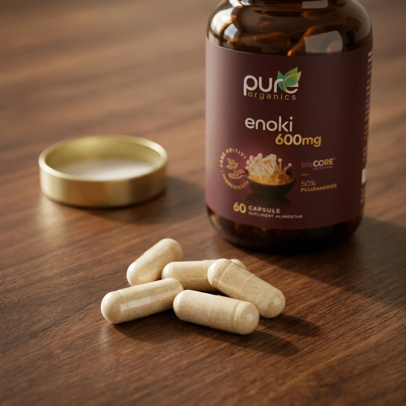 Macro capsule Enoki BioCORE® — puritate verificată