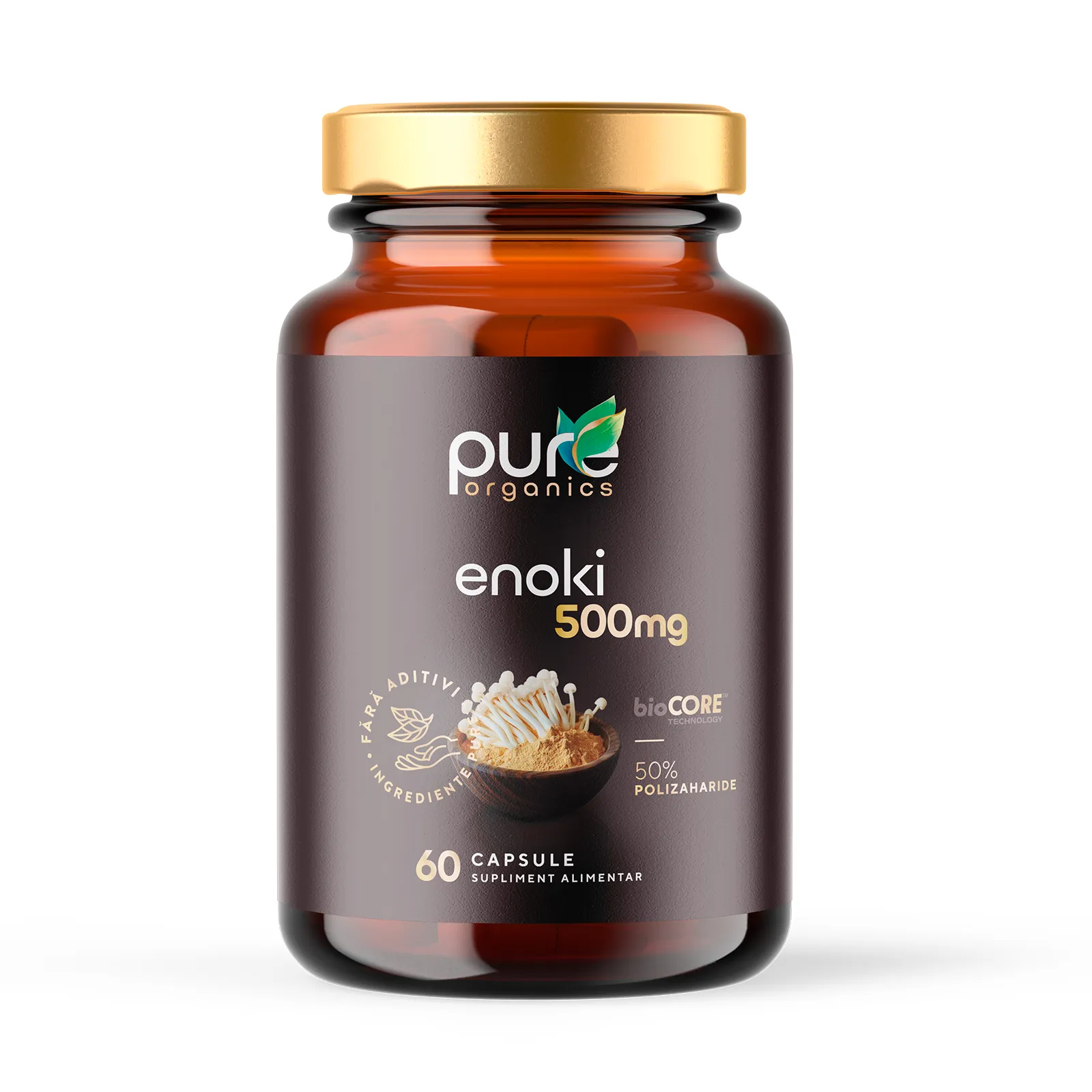 Enoki BioCORE® PureOrganics — flacon 60 capsule pullulan