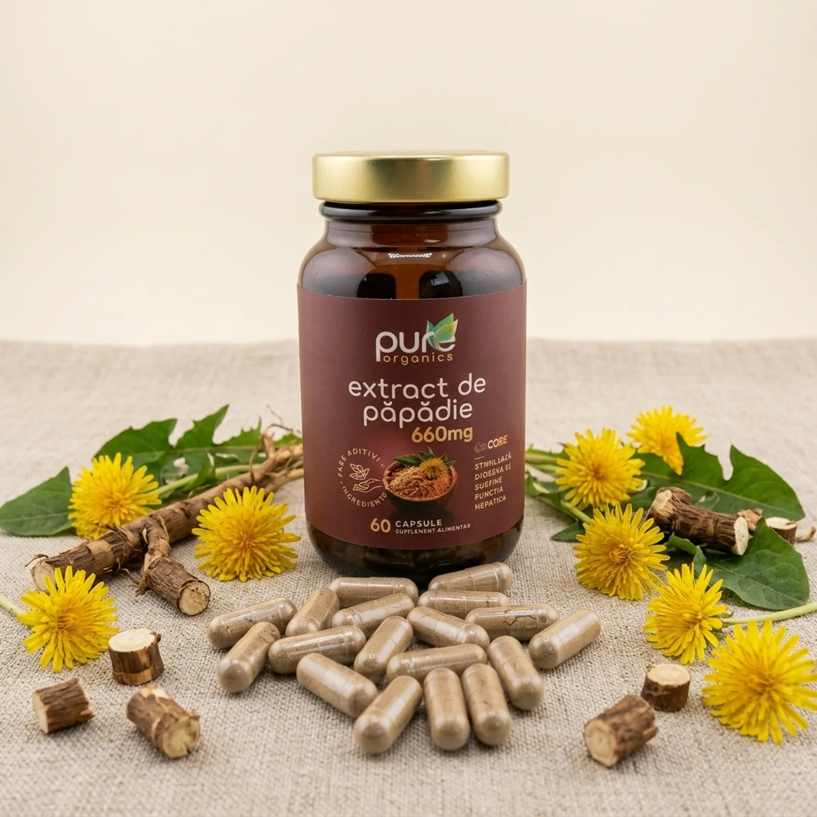 Rădăcină de păpădie și flori galbene — extract concentrat 20:1 Taraxacum officinale