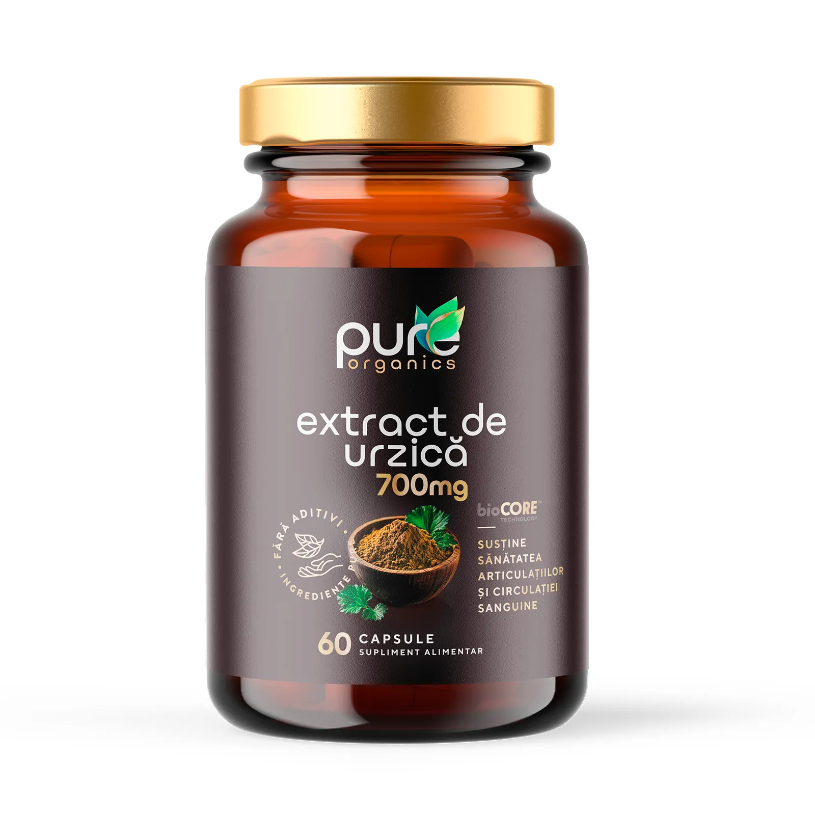 Extract de Urzică BioCORE® PureOrganics — flacon 60 capsule pullulan