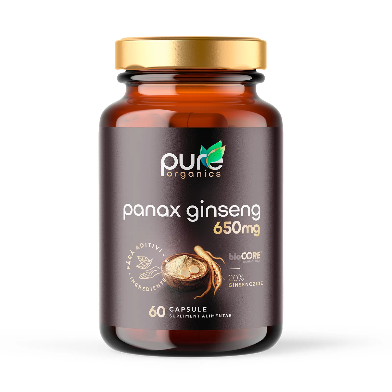 Panax Ginseng BioCORE® PureOrganics — flacon 60 capsule pullulan