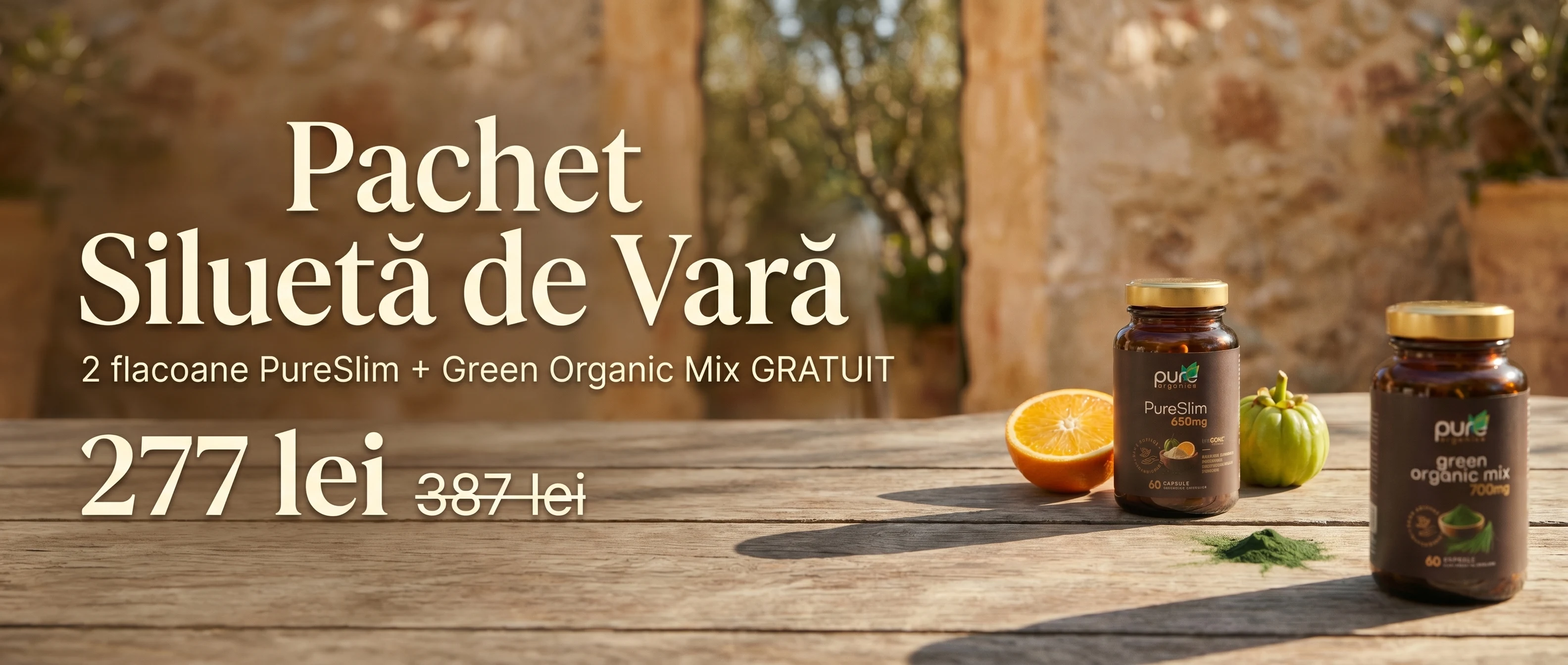 Pachet Siluetă de Vară – 2× PureSlim + Green Organic Mix cadou — 277 lei