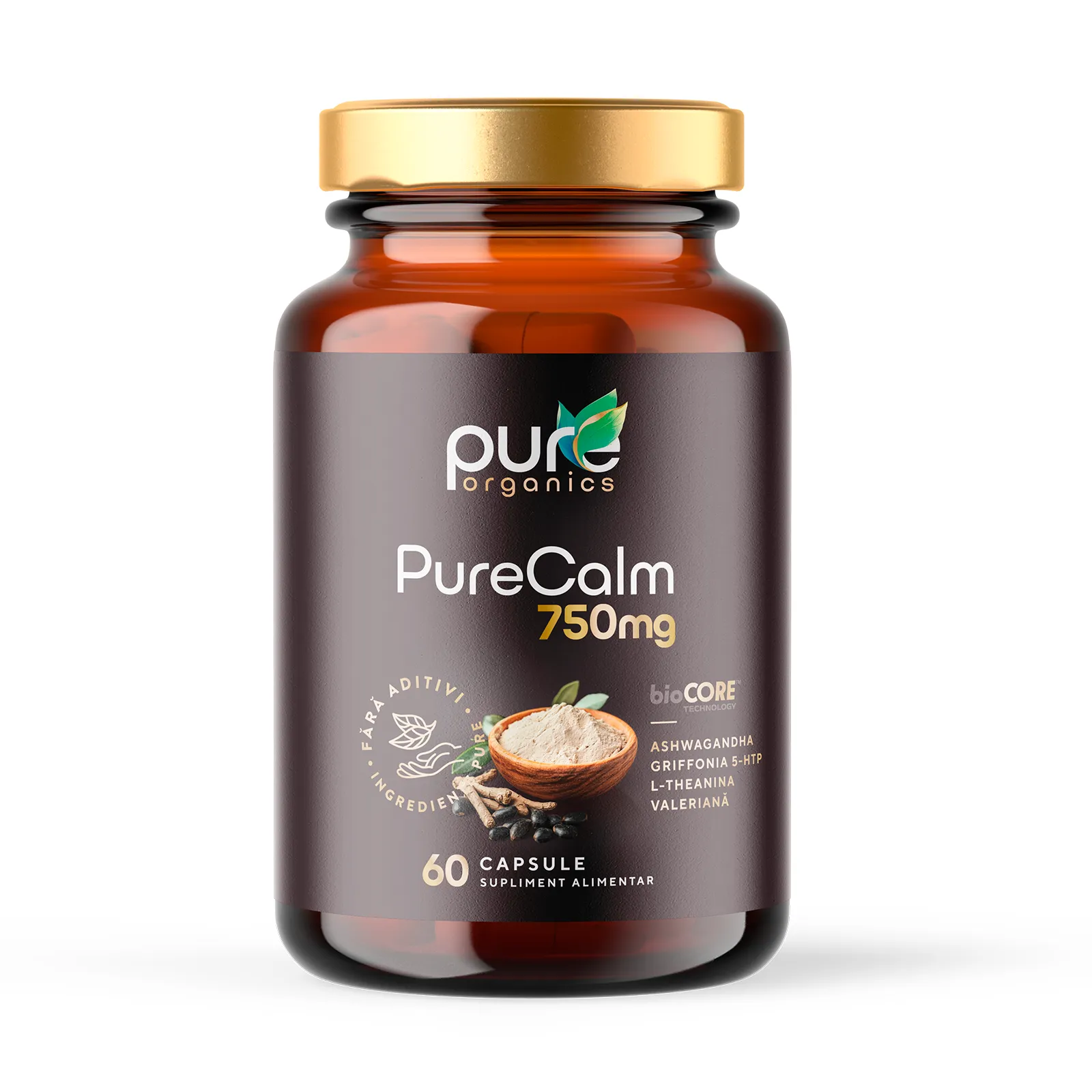 PureCalm BioCORE® PureOrganics — flacon 60 capsule pullulan