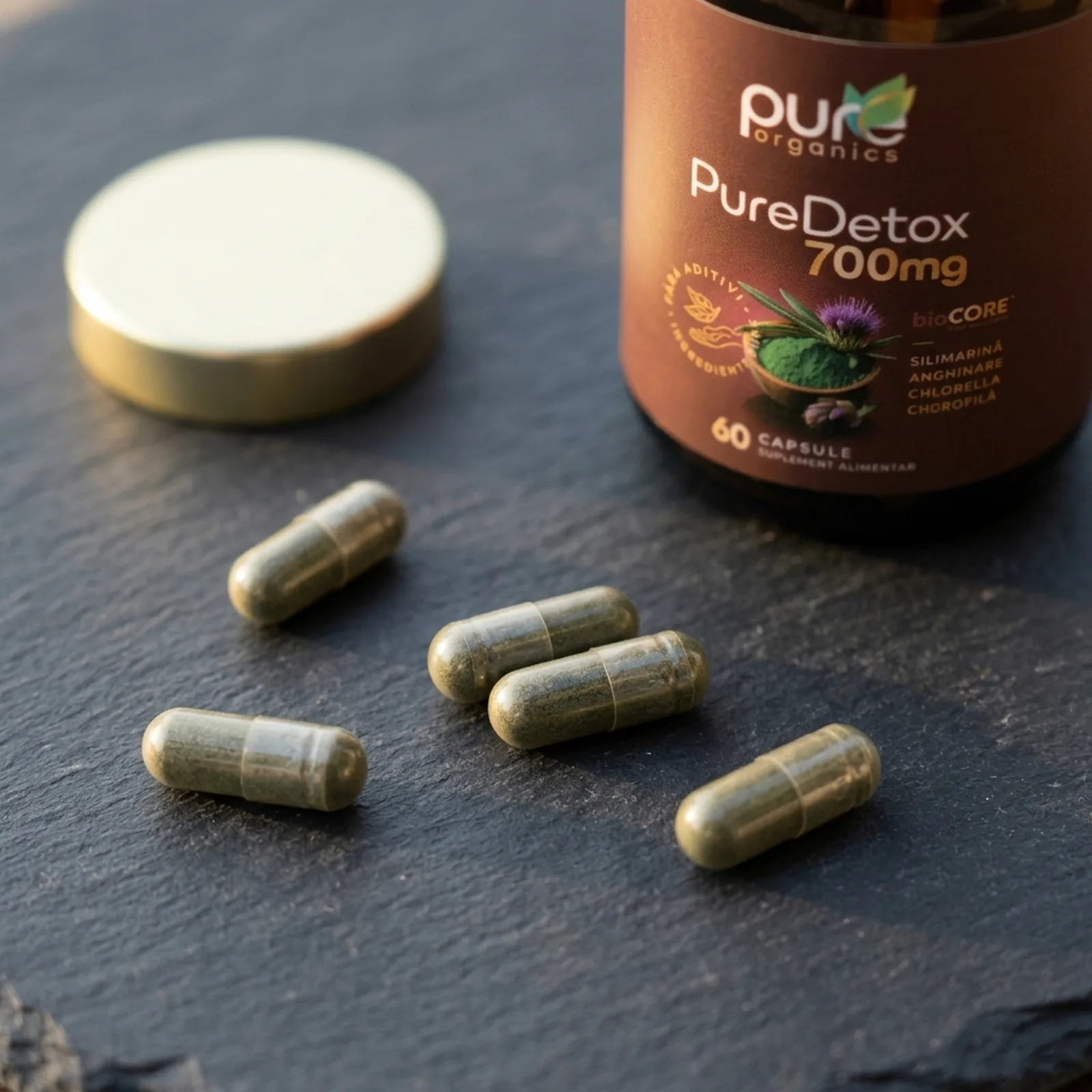 Capsule PureDetox macro — formulă puritate