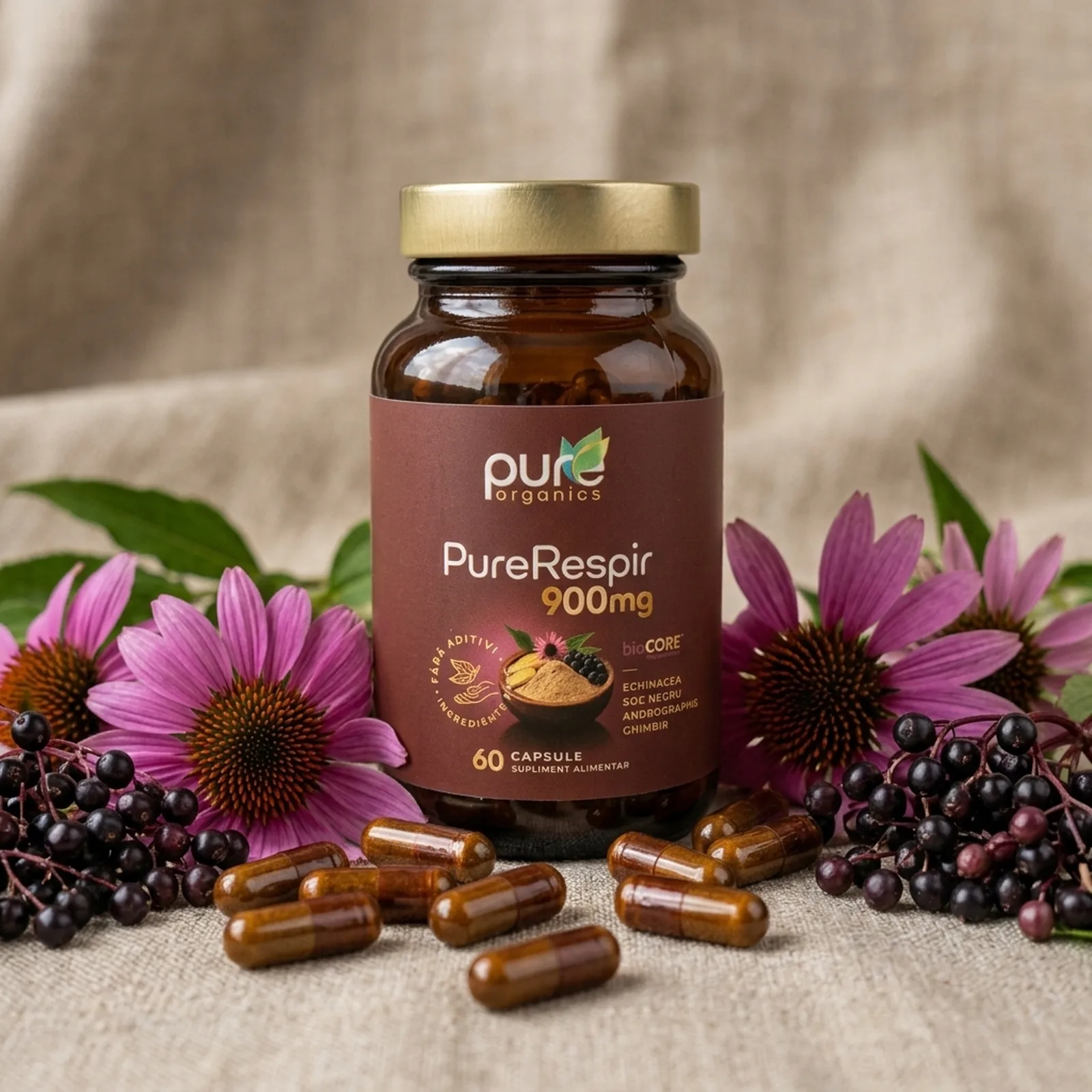 PureRespir — extract Echinacea și Soc Negru standardizat
