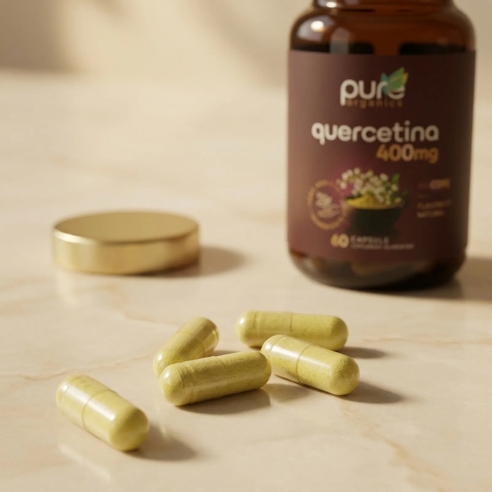 Macro capsule Quercetina BioCORE® pe marmură