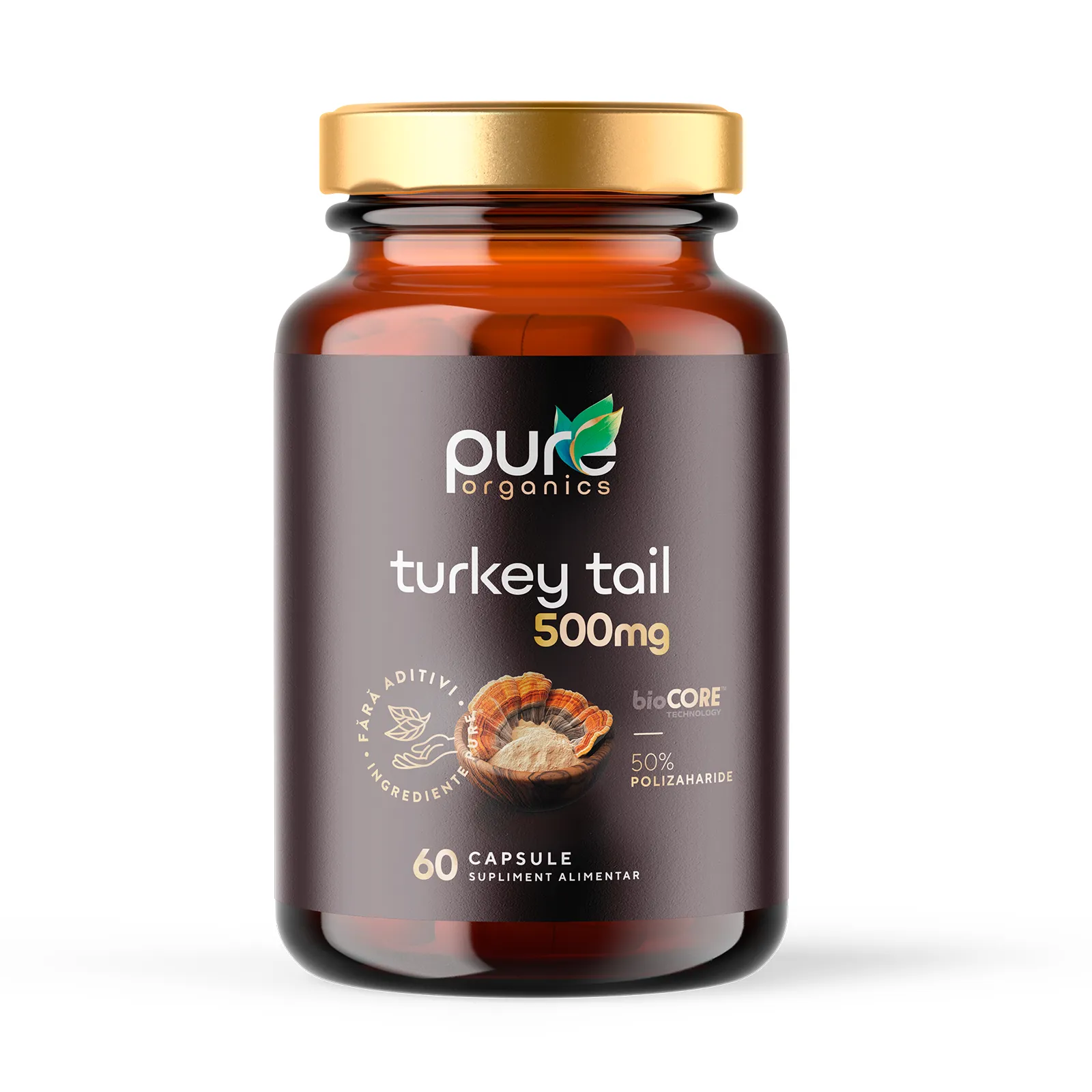 Turkey Tail BioCORE® PureOrganics — flacon 60 capsule pullulan