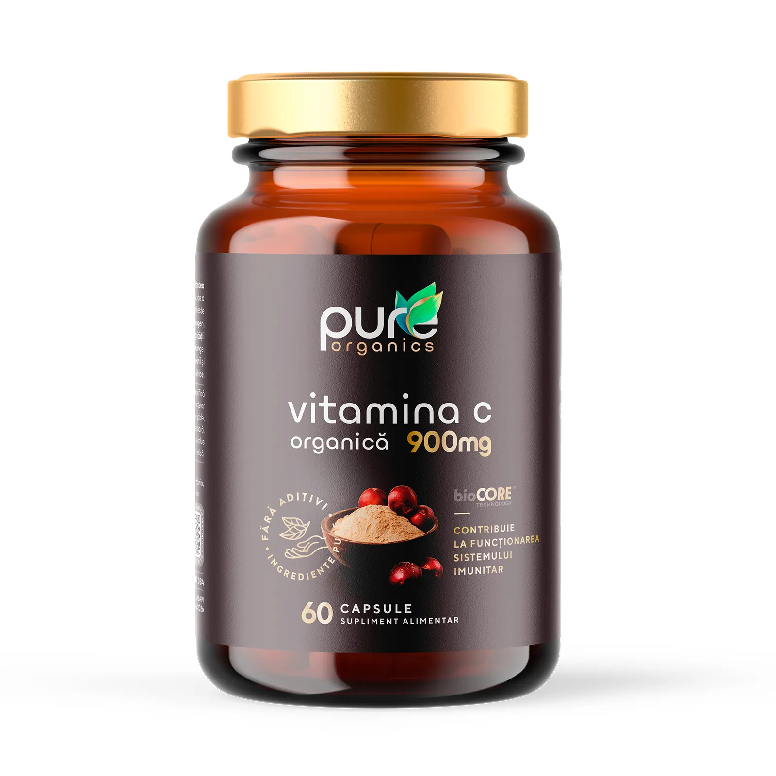 Vitamina C Organică BioCORE® PureOrganics — flacon 60 capsule pullulan